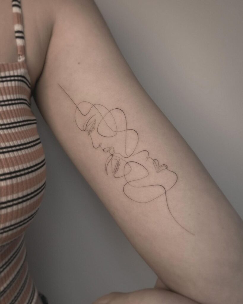 Profiles Single Line Tattoo