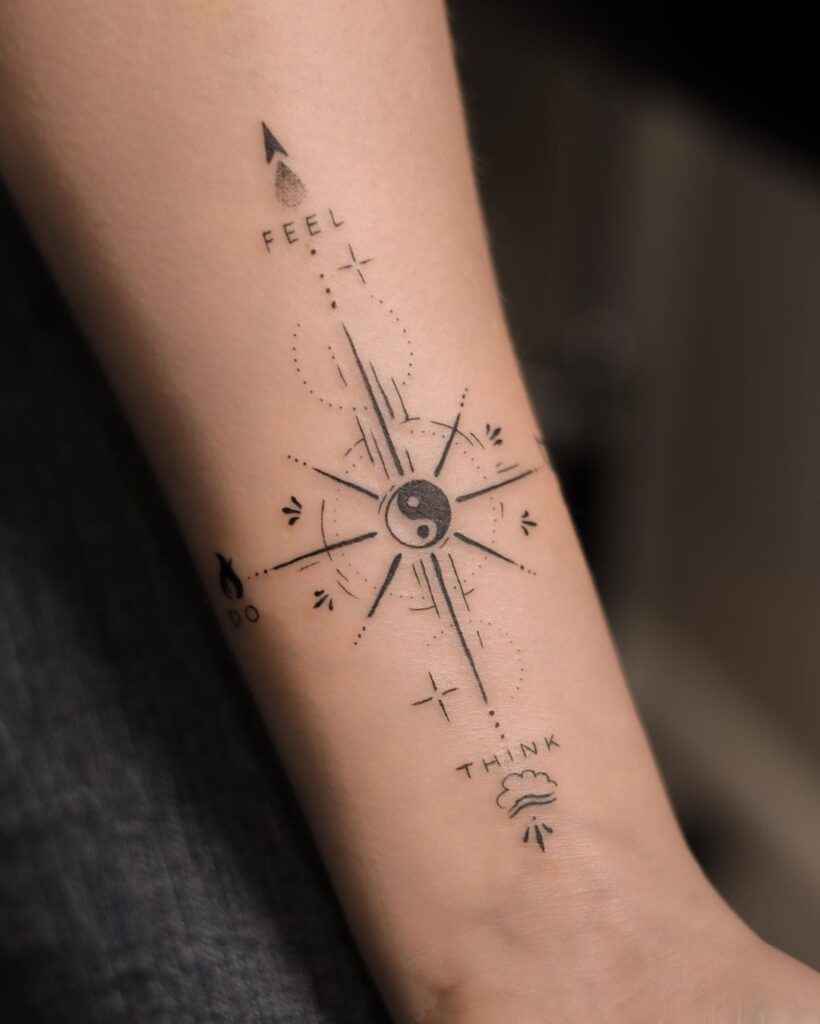 Yin And Yang Compass Tat