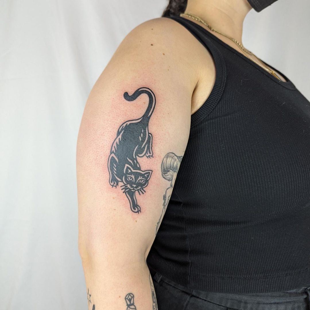 black cat tattoo