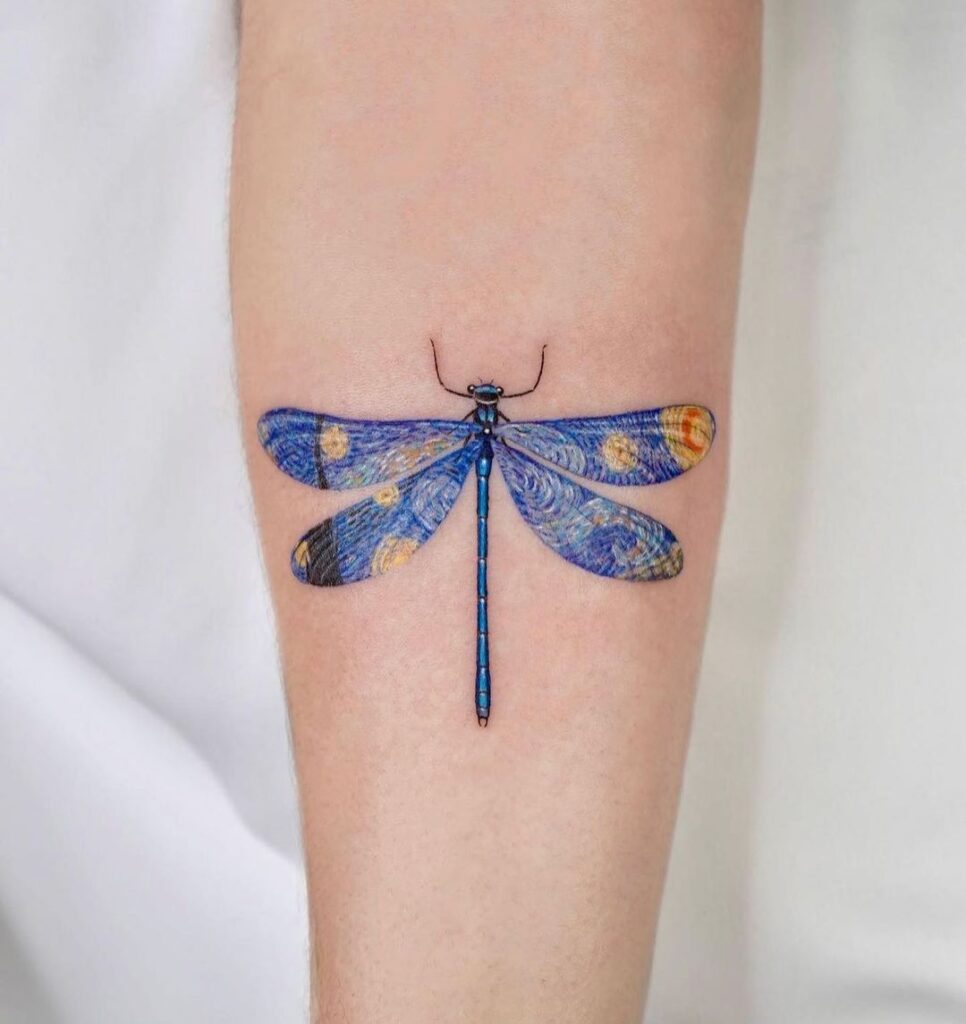 butterfly abstract tattoo inspired by Van Gogh's The Starry Night painting