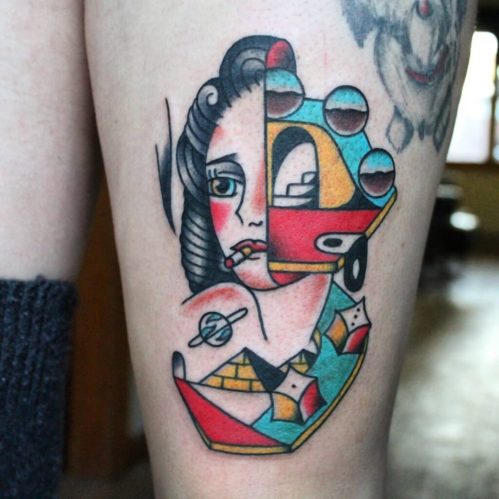 tatuaje de chica funky