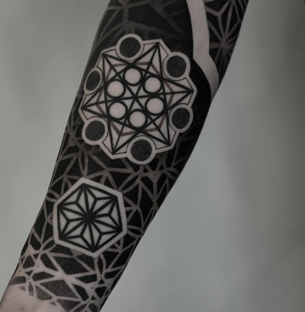 blackwork geometric ornamental tattoo design