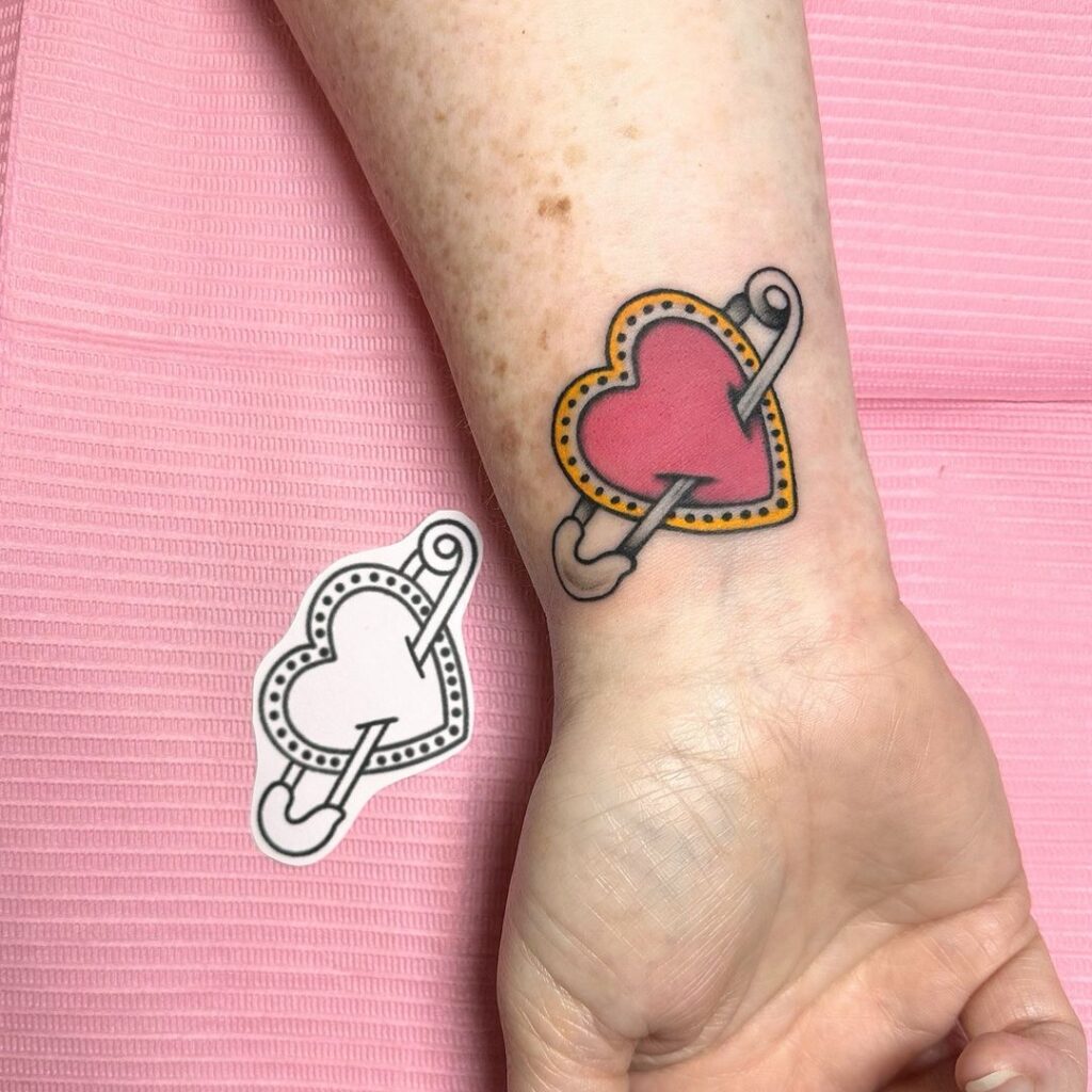 heart color wrist tattoo