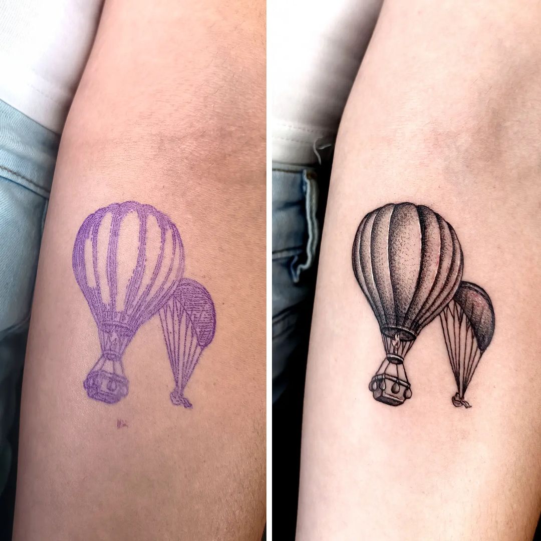 hot air balloon tattoo stencil