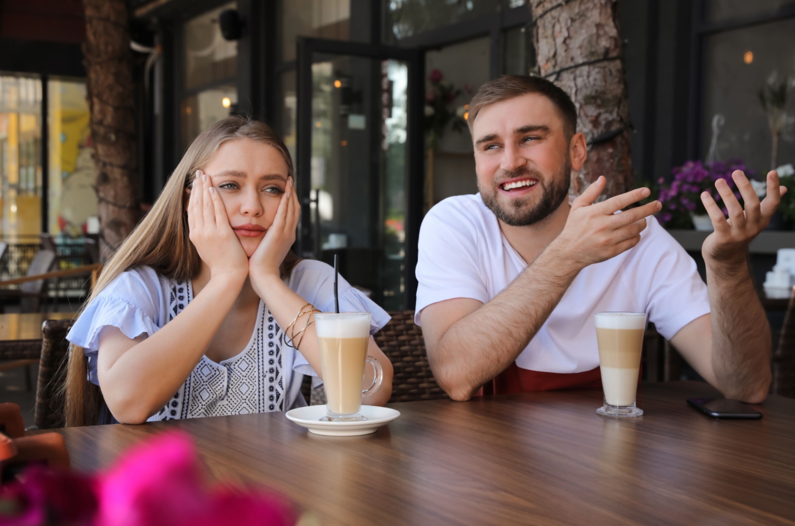 man talking a lot on a date