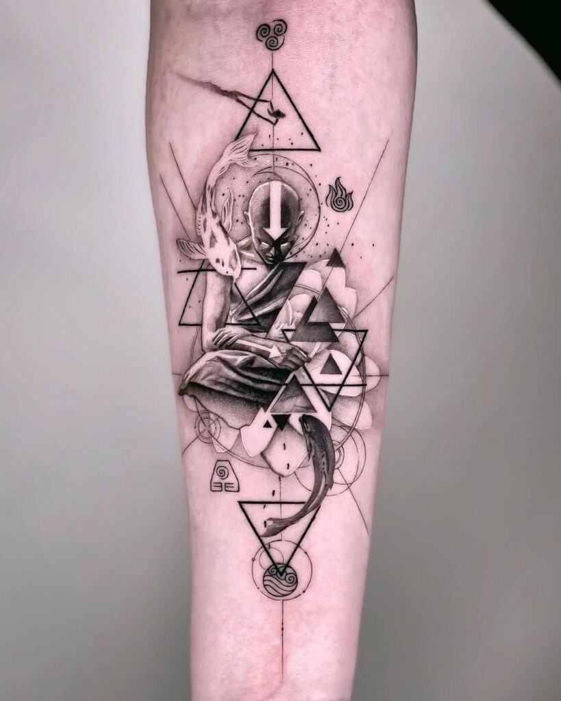meditating to connect with the divine avatar anime spiritual tattoo