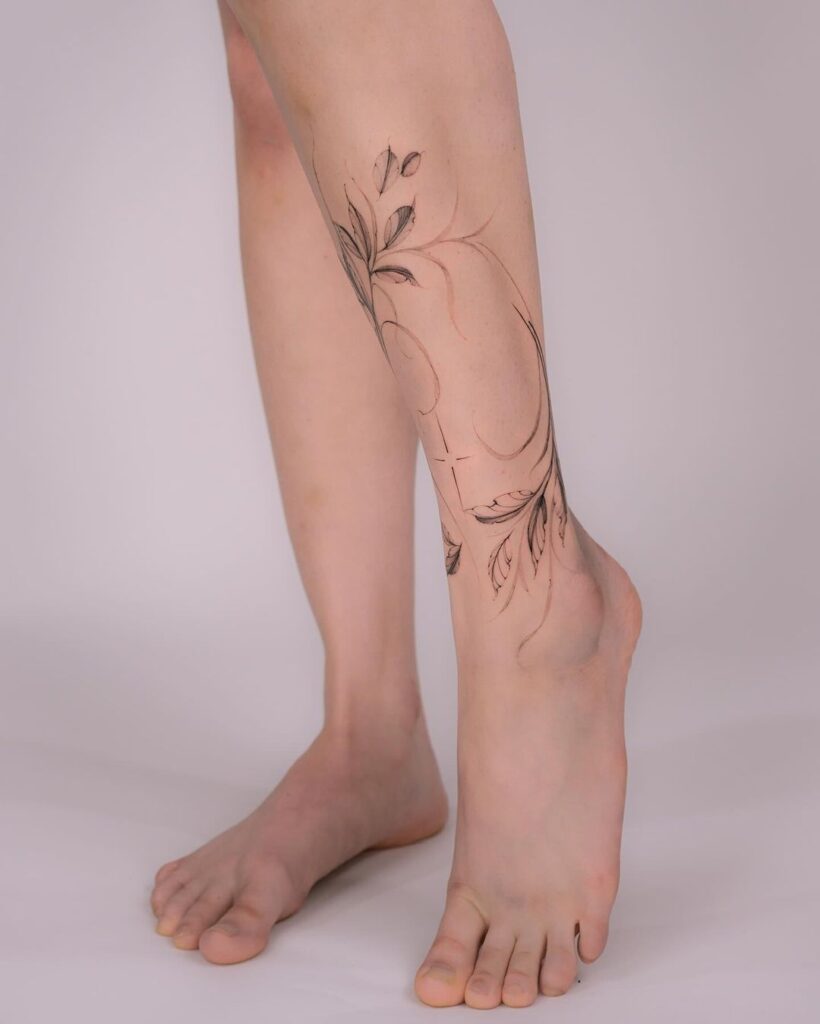 ornamental calf tattoo