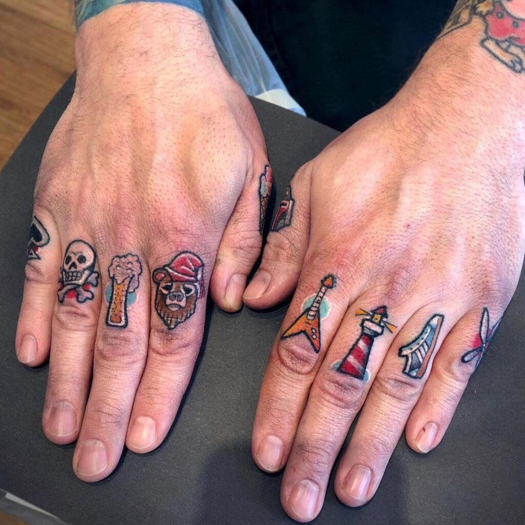 vintage finger tattoos