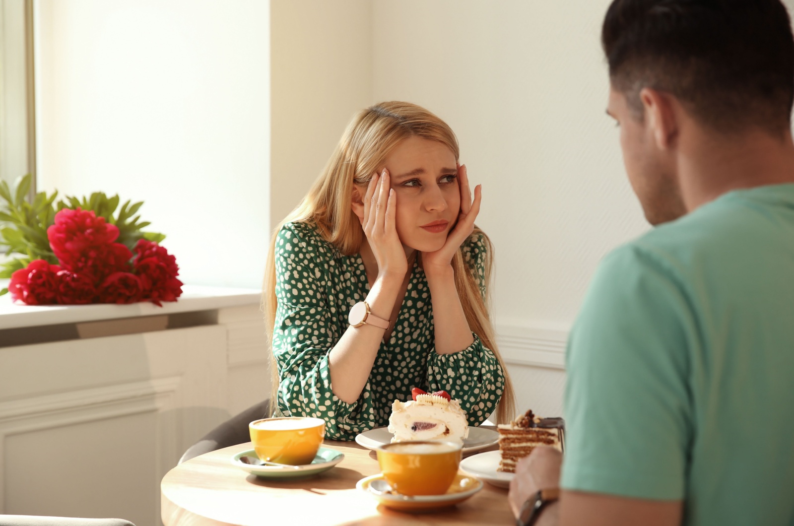 woman bored on a date