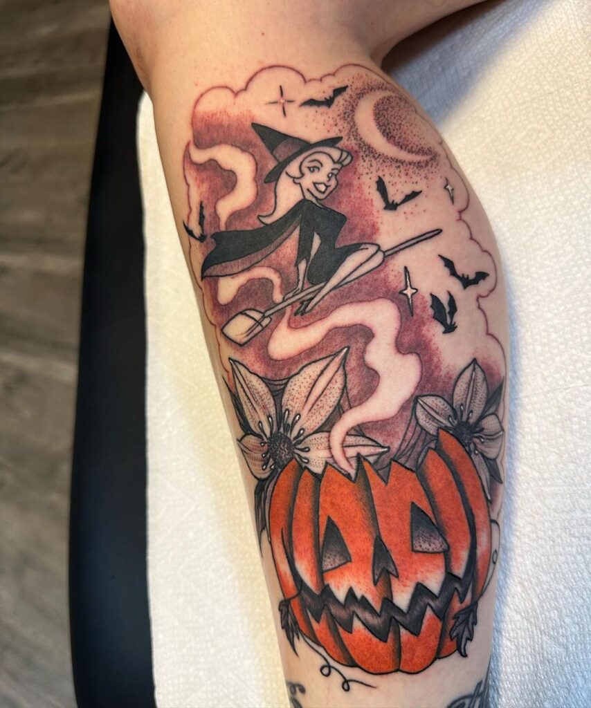 Tatuaje de Halloween en la pierna