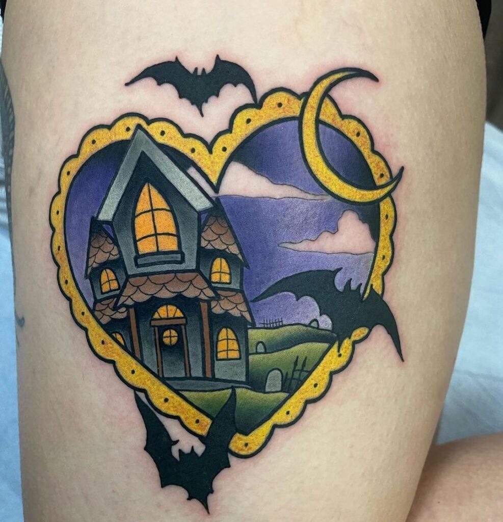 Tatuaje de casa encantada