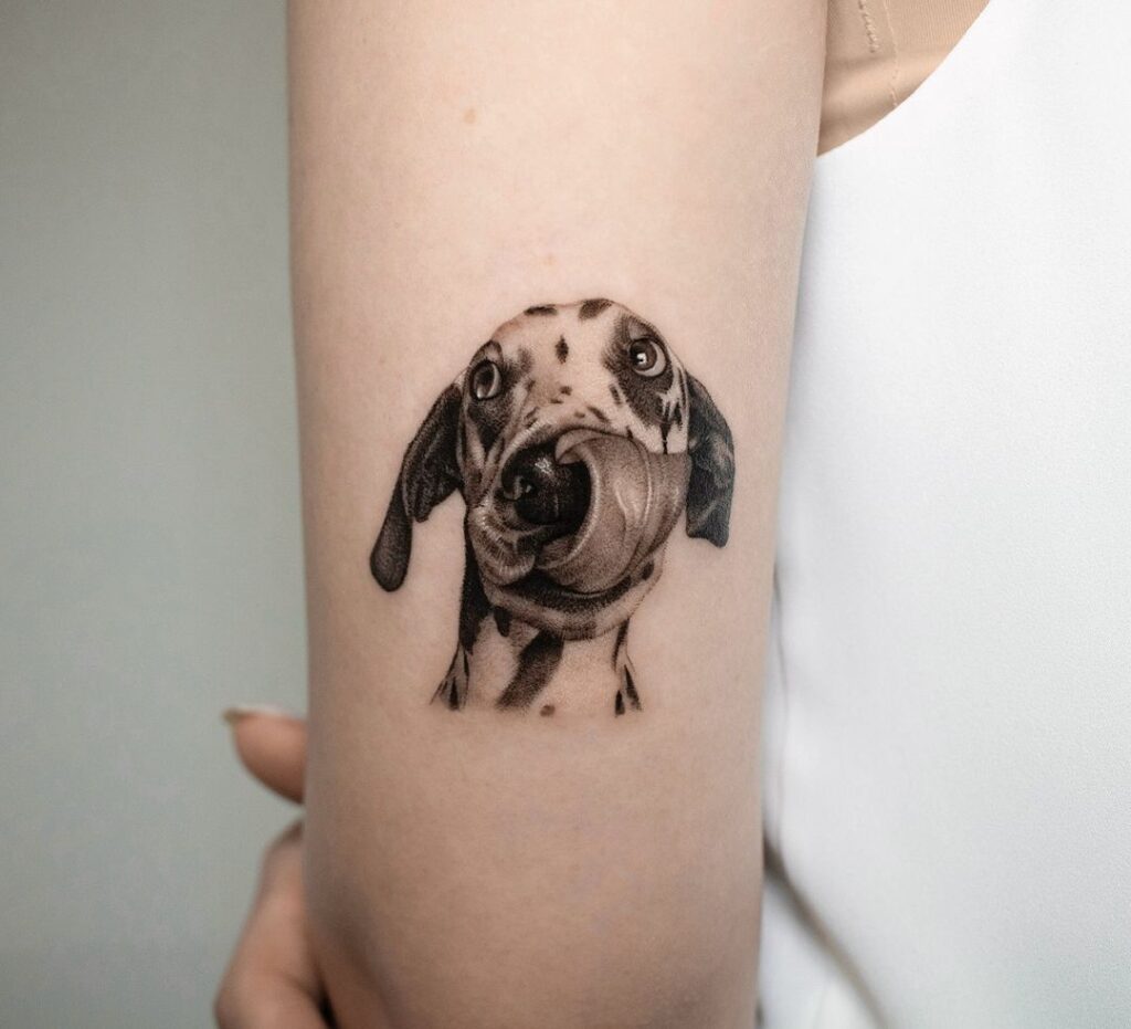 Tatuaggio con ritratto di cane con effetto 3D