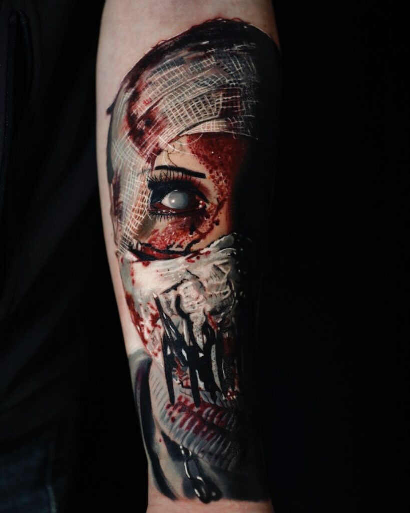 Tatuaje realista de terror