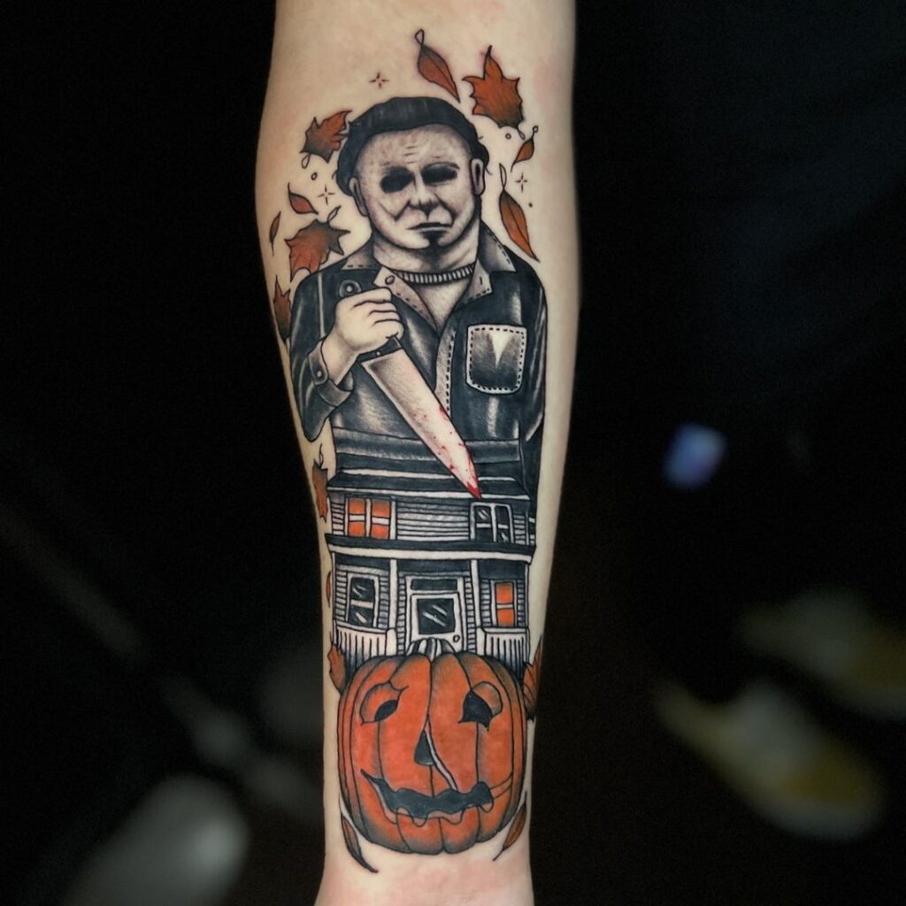 Tatuaje de Michael Myers en el antebrazo