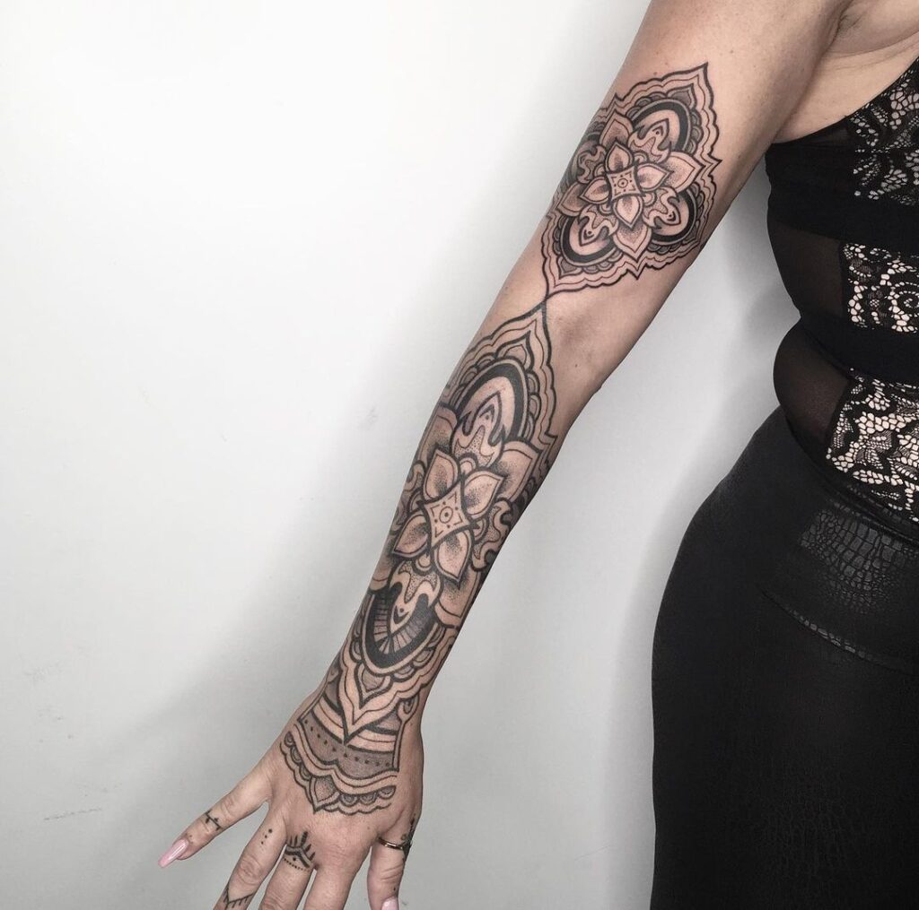 Black & Grey Mandala Sleeve Design