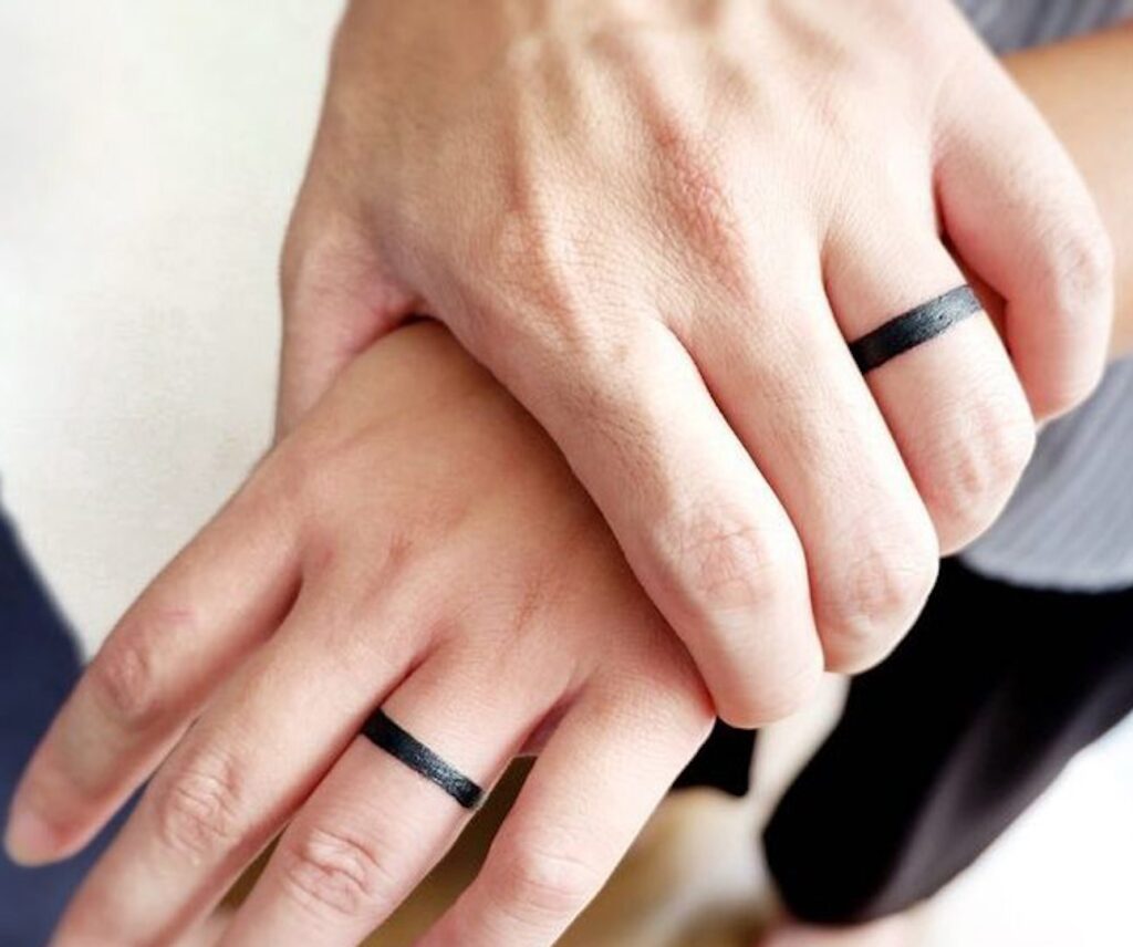 Black Inked Wedding Bands