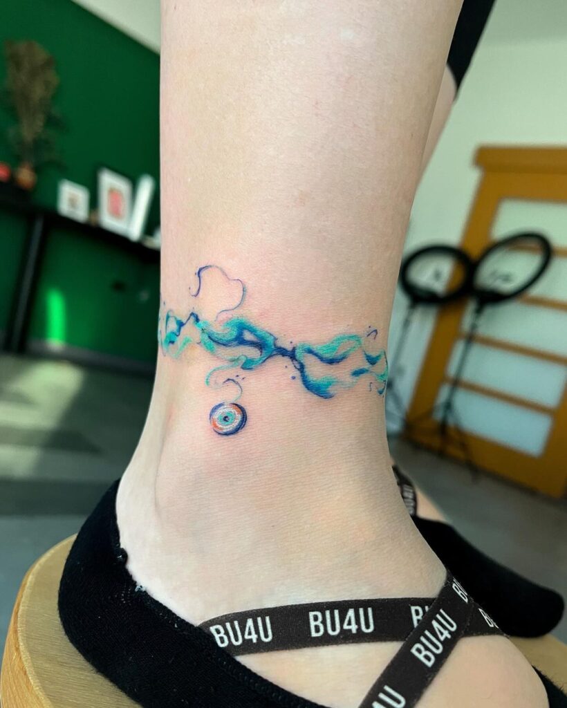 Evil Eye Anklet Blue Ink