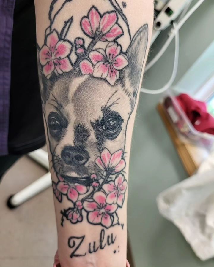 Floral Chihuahua Ink