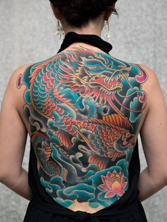 Tatuaggio del drago asiatico sulla schiena