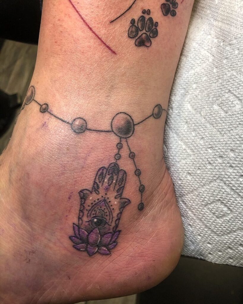 Hamsa Charm Anklet Ink