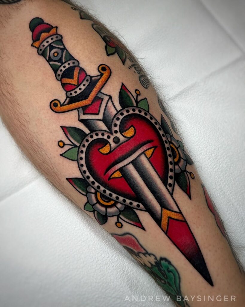 Heart And Dagger Traditional Ink