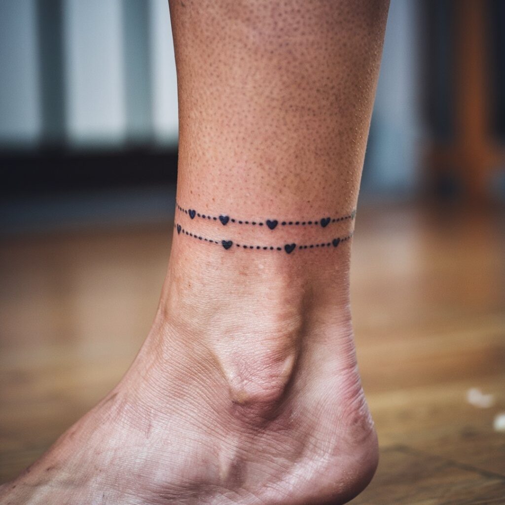 Hearts Anklet Tattoo