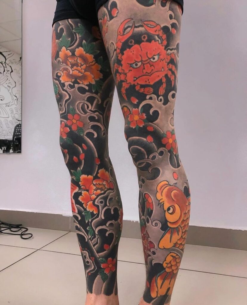 Koi Fish, Crab And Waves Leg Sleeves