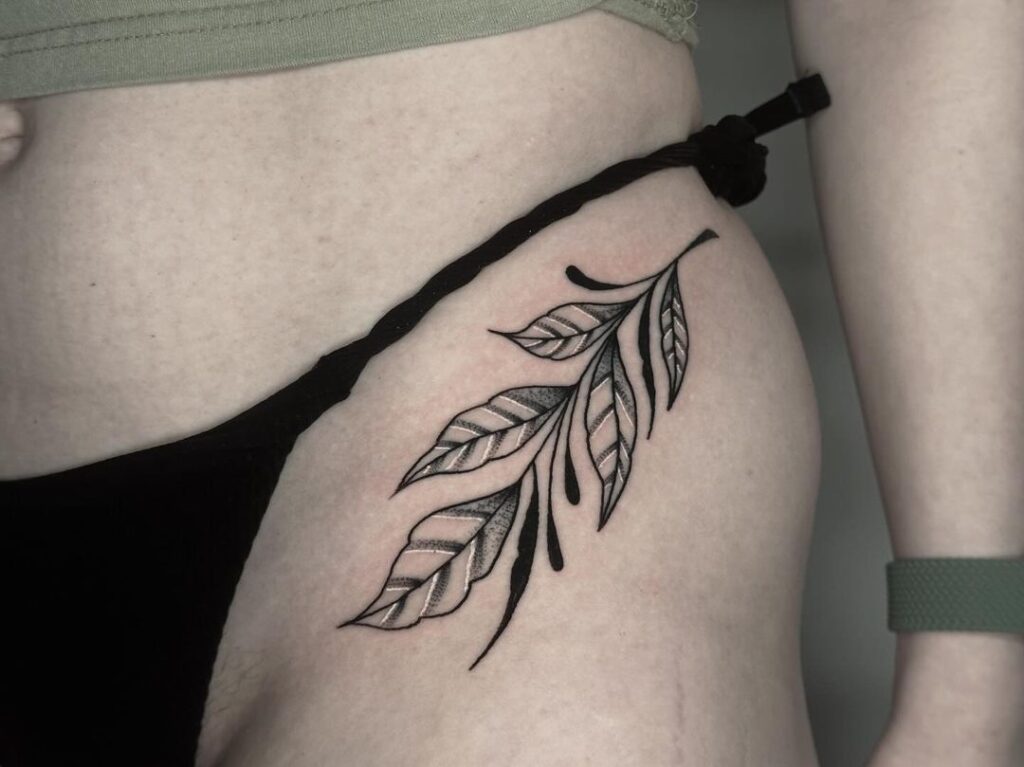 Leafy Hip Tattoo