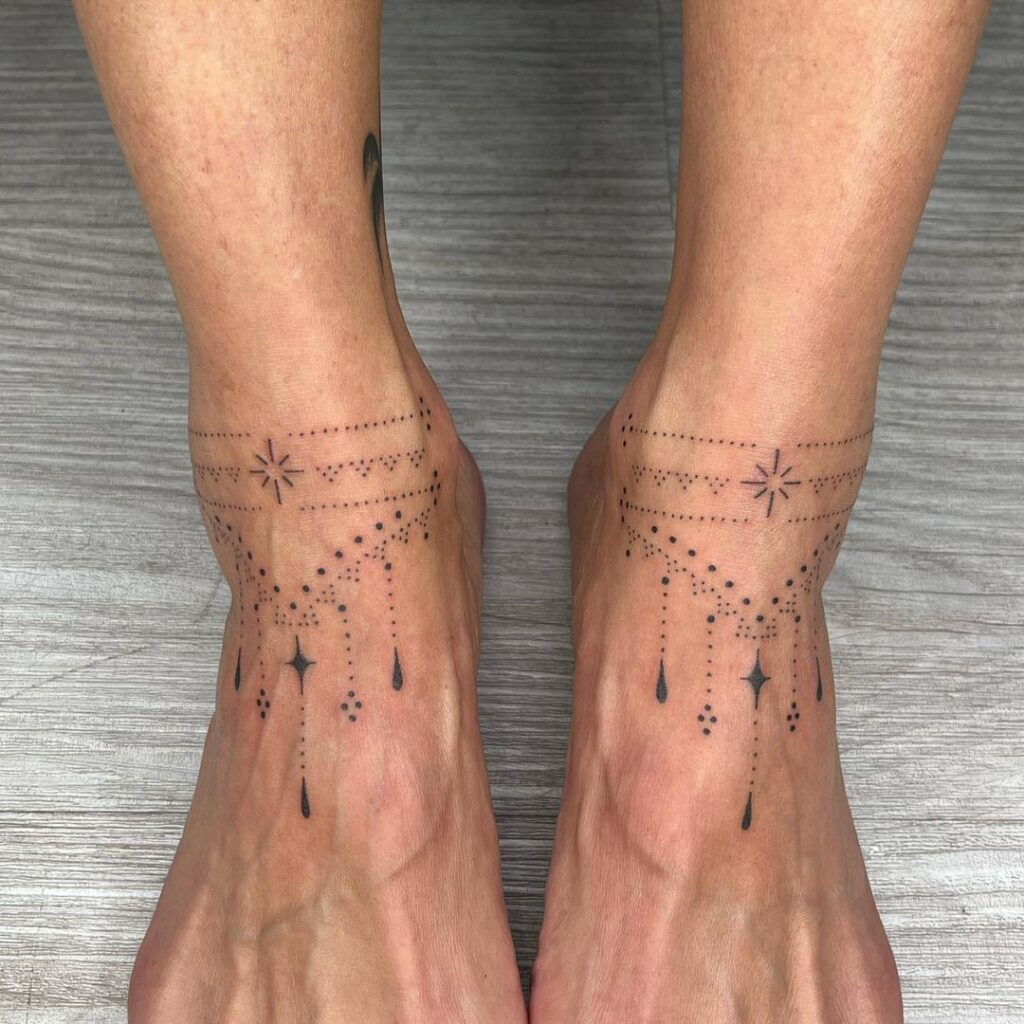 Ornamental Charm Anklet Tattoo