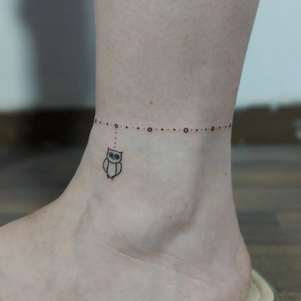 Owl Charm Anklet Ink