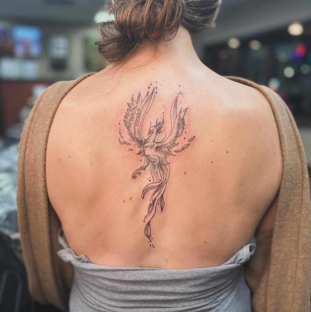 Tatuaje de espalda Phoenix