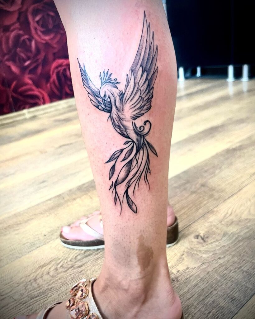 Phoenix Leg Tattoo