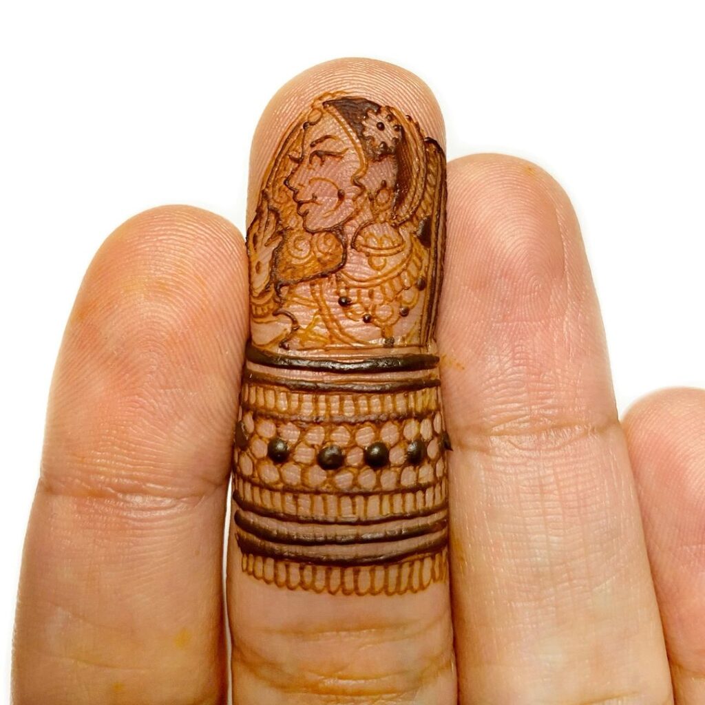 Portrait Finger Henna Tattoo