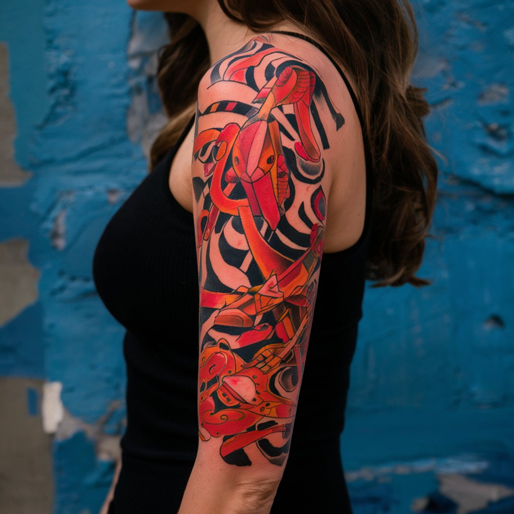 Red Abstract Sleeve