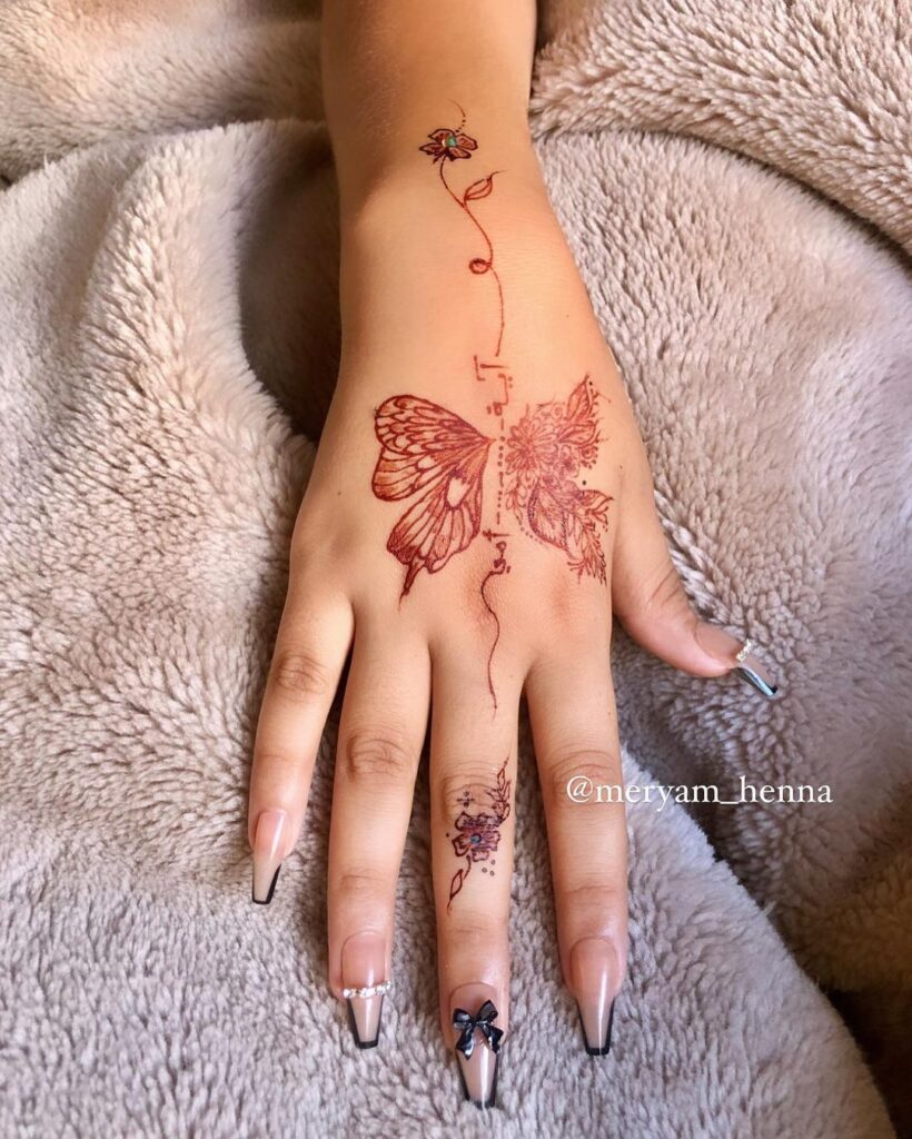 Red Butterfly Hand Henna Ink 