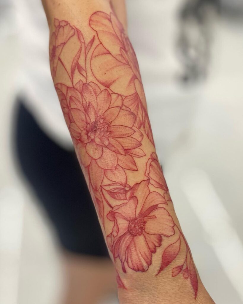 Manga floral vermelha