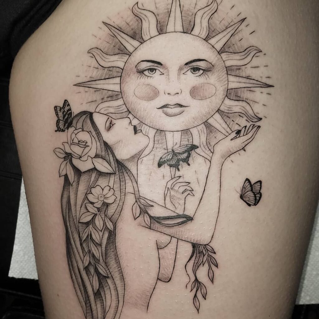 Tatuaggio della dea del sole