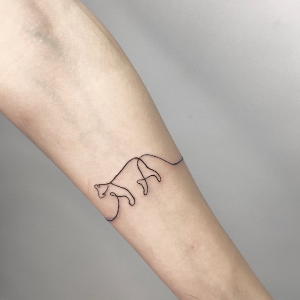 Single-Line Cat Tattoo