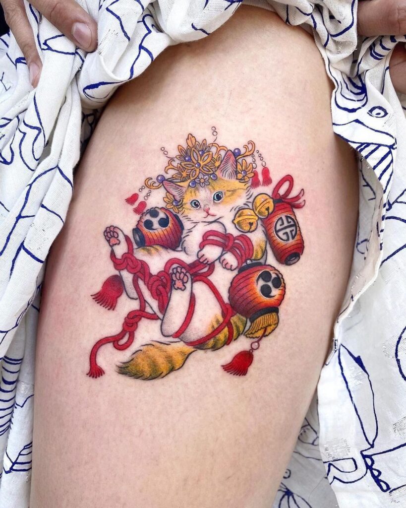 Funky Cat Tattoo