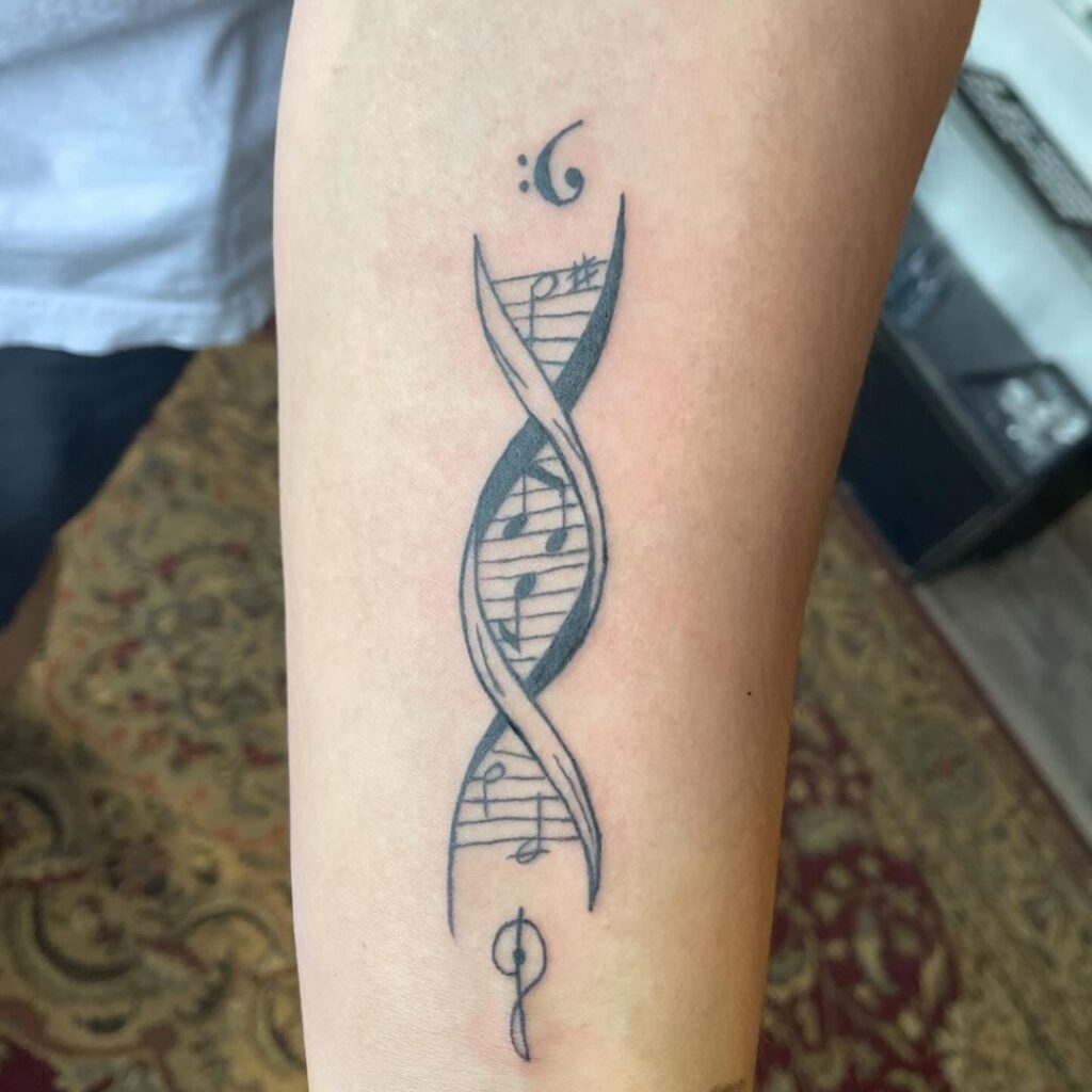 Music Notes In DNA Tattoo