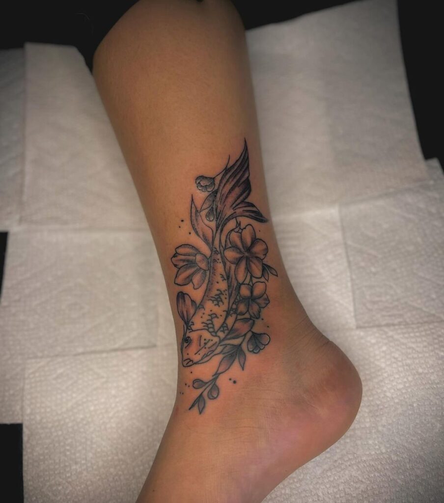 Koi Fish Ankle Tattoo