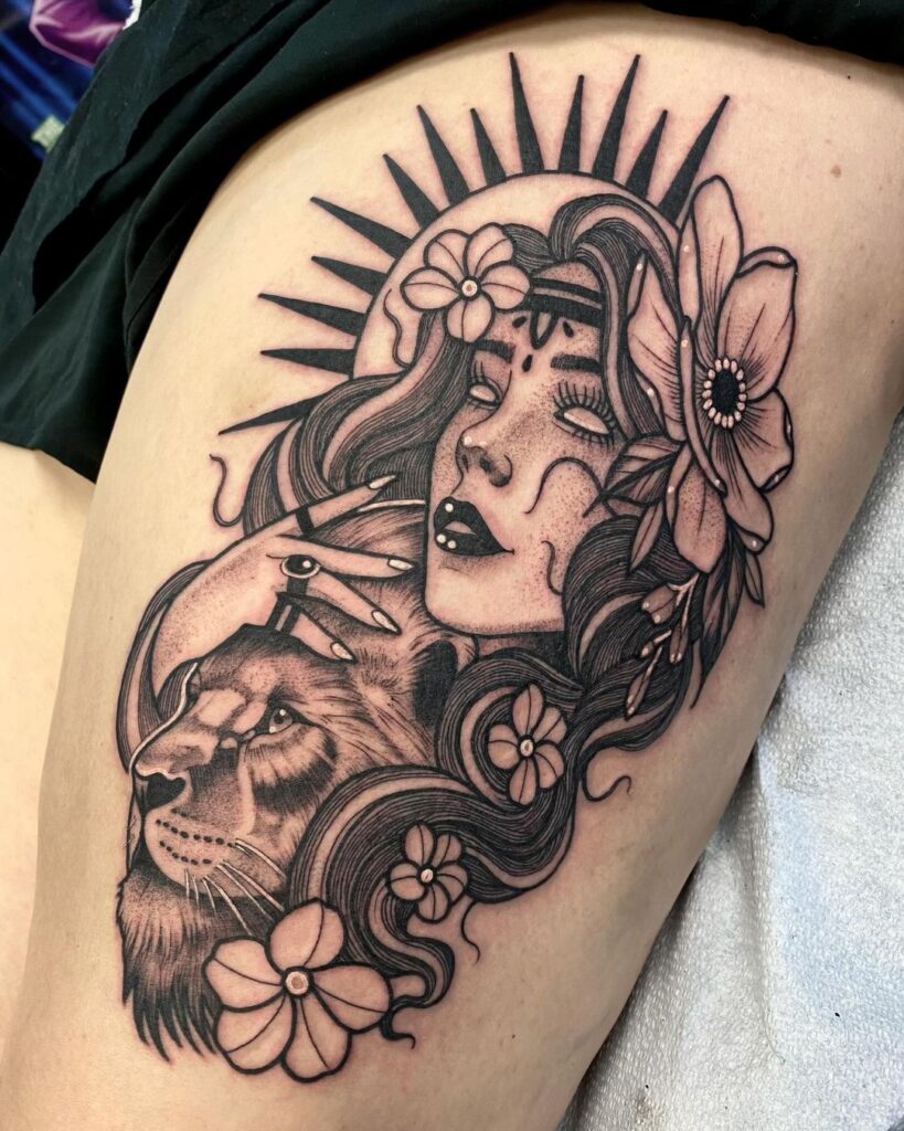 Tatuaje de la Diosa Leo