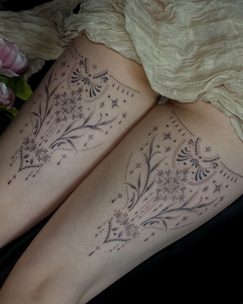 Ornamental Thigh Tattoo