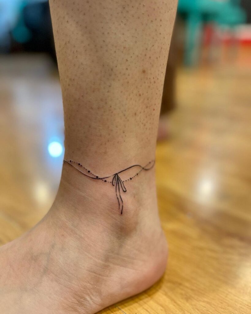 Small Bow Anklet Tattoo