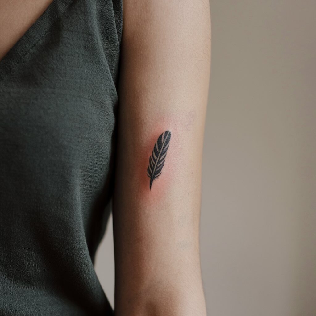 Pequeño tatuaje de pluma