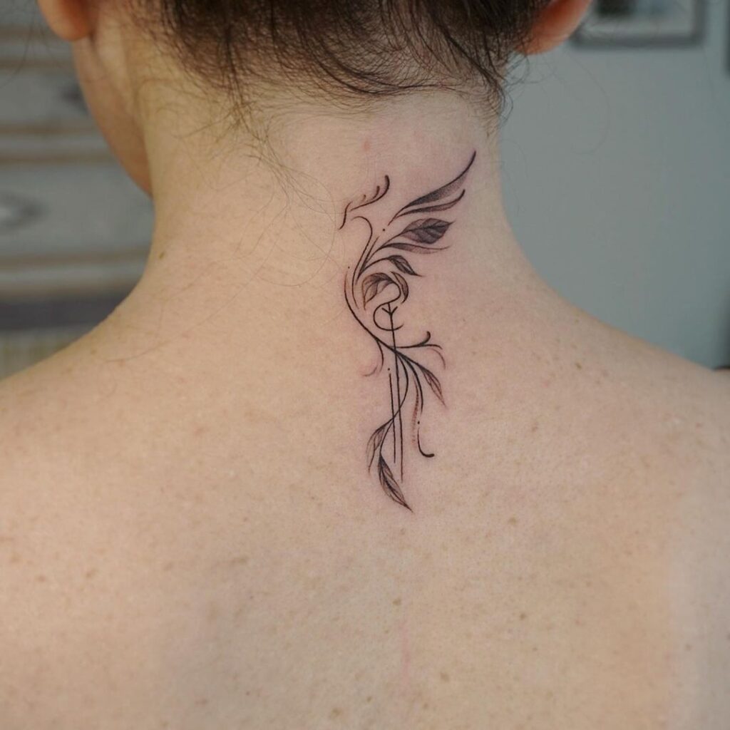 Small Phoenix Neck Tat