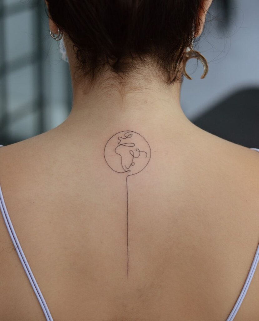 Single Line Earth Tattoo