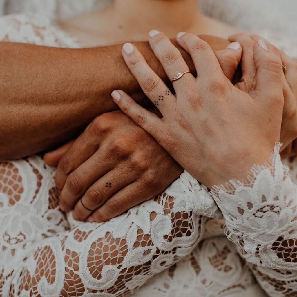 Tiny Dots Wedding Ring Tattoos