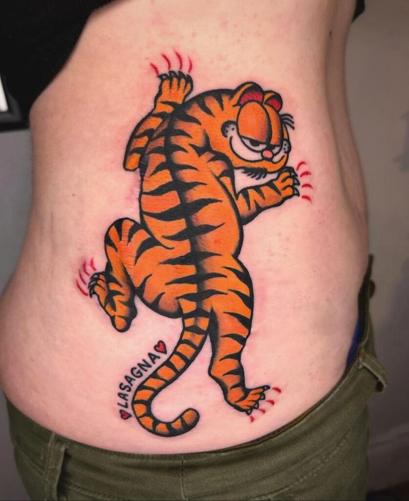 Tatuaggio Garfield in stile tradizionale