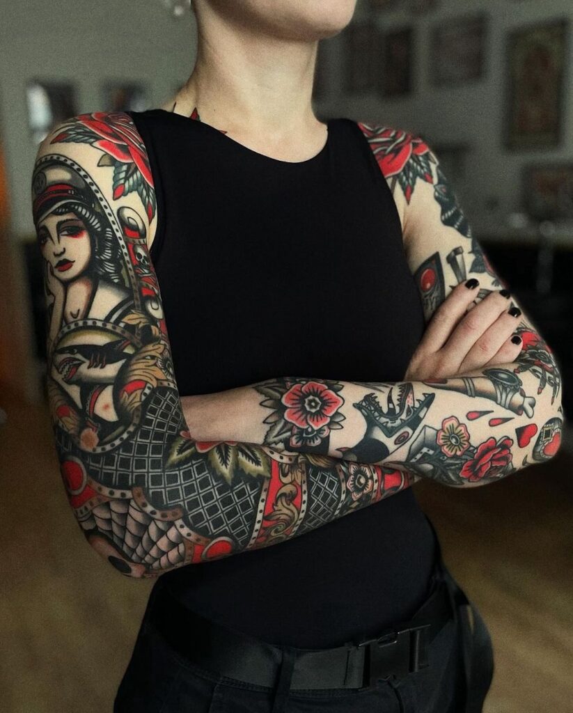 Traditional Double Sleeve Tattoo